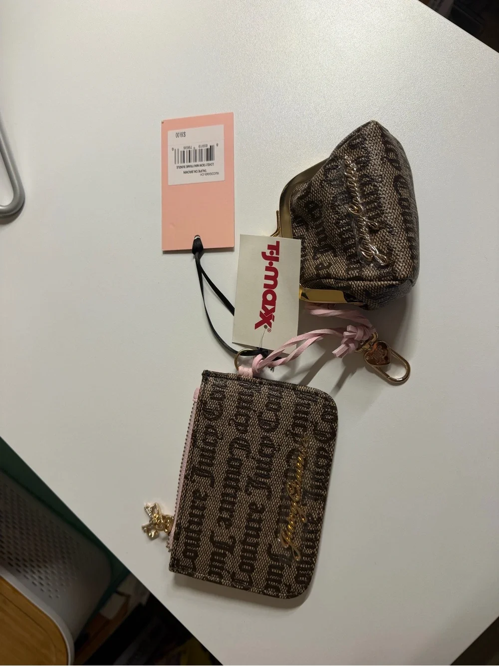 Juicy Couture Brown Monogram Zip Wallet & Coin Pouch Set